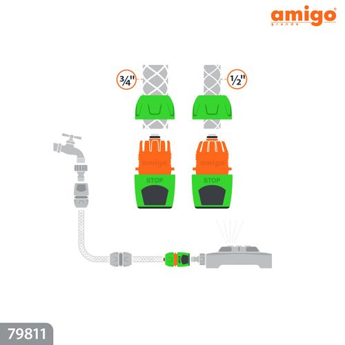 Коннектор AMIGO Универсальный с аквастопом 1/2"–3/4", 79811, картинка
