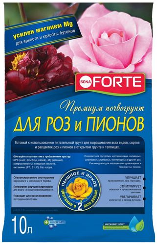 Премиум грунт для роз и пионов BONA FORTE 10 л, изображение