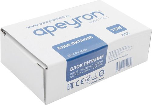 Блок питания для светодиодной ленты Apeyron Electrics 03-01 15 Вт 12 В 1,25 А, изображение