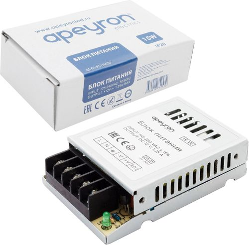 Блок питания для светодиодной ленты Apeyron Electrics 03-01 15 Вт 12 В 1,25 А, картинка