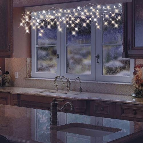 Гирлянда внутренняя занавес Glos 100 LED белый 2 м, изображение