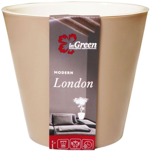 Горшок InGreen London d16 см 1,6 л полипропиленовый молочный шоколад, изображение