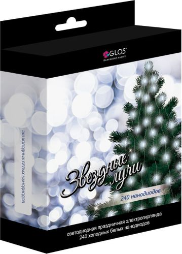 Гирлянда внутренняя занавес Glos IE 240 LED белый холодный 2 м, крупный план
