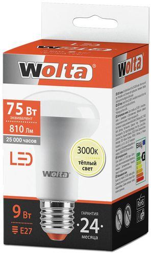 Светодиодная лампа Wolta STANDART E27 9 Вт 810 лм 3000 К рефлектор, детальное фото