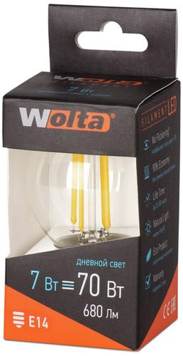 Светодиодная лампа Wolta FILAMENT E27 7 Вт филаментная 730 лм 4000 К шар, картинка