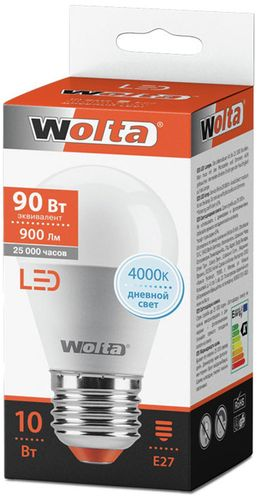 Светодиодная лампа Wolta STANDART E27 10 Вт 900 лм 4000 К шар, изображение