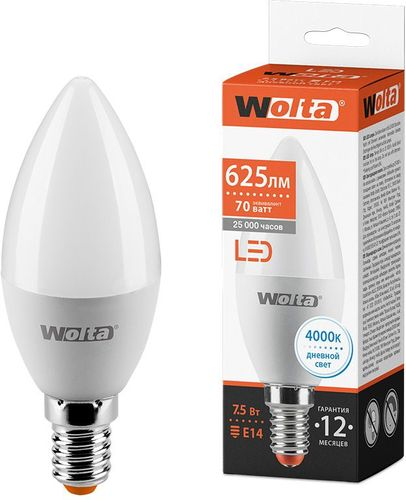 Светодиодная лампа WOLTA 25SC7.5E14 7.5Вт 4000K E14, фотография