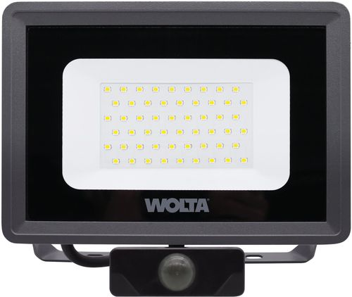 Светодиодный прожектор Wolta WFL-50W/06S 50Вт 5700K IP65 4500 Лм с датчиком, изображение
