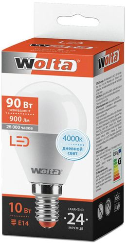 Светодиодная лампа Wolta STANDART E14 10 Вт 900 лм 4000 К шар, картинка