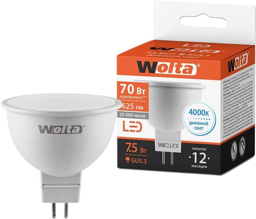 Светодиодная лампа WOLTA 25SMR16-220-7.5GU5.3 7.5Вт 4000K GU5.3, детальное фото