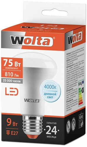 Светодиодная лампа Wolta STANDART E27 9 Вт 810 лм 4000 К рефлектор, детальное фото