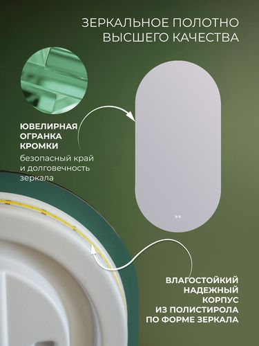 Зеркало интерьерное ДАБЛ-Ю 90x45 с внутренней подсветкой 4,43кг, детальное фото