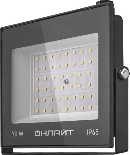 Прожектор LED 70 Вт 6000 К IP65 черный 20х18х2,7 см, вид