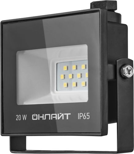 Прожектор LED 20 Вт 4000 К IP65 черный 12х12х2,3 см, фотография