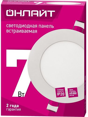 Светильник светодиодный ОНЛАЙТ 90142 OLP-S1-7W-6.5K-WH-LED, крупный план