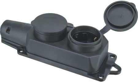 Колодка Navigator 2 гнезда 16А IP44 каучук, крупный план
