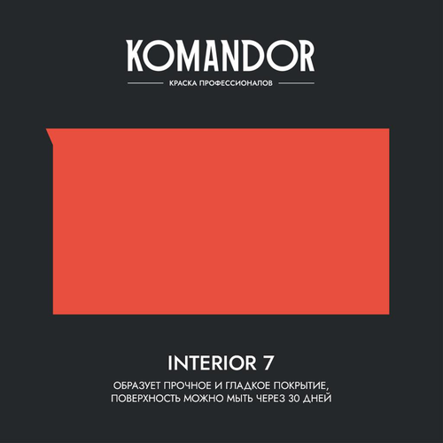 Краска для стен и потолков матовая KOMANDOR INTERIOR 7 БАЗА C 0,9 Л, крупный план
