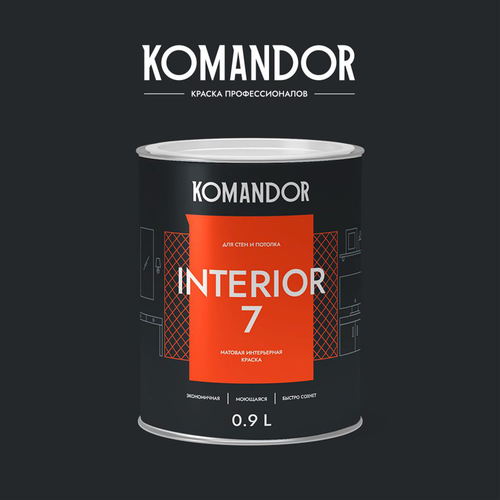 Краска для стен и потолков матовая KOMANDOR INTERIOR 7 БАЗА C 0,9 Л, фотография