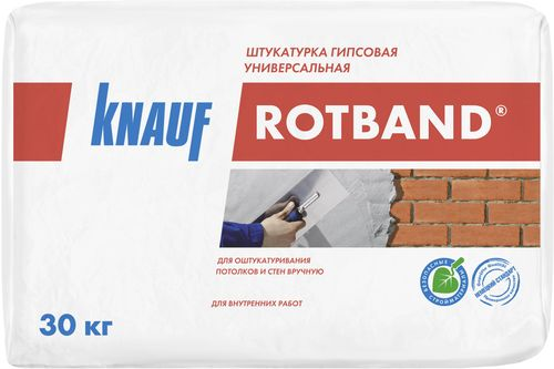 Штукатурка универсальная гипсовая KNAUF ROTBAND серая 30 кг, крупный план