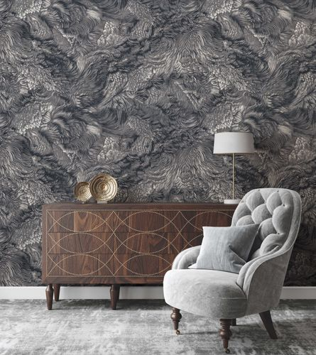 Обои Monte Solaro Nika Винил/флиз 9275-23 черный 1,06Х10,05м, крупный план