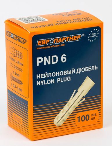 Дюбель распорный ЕВРОПАРТНЕР PND 6х30 нейлон 100 шт, вид
