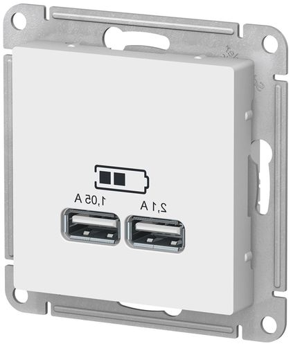 Розетка USB 2 поста Schneider Electric Atlas Design белый, фотография