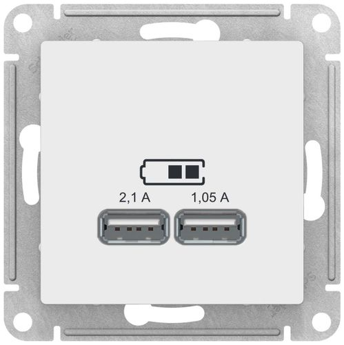 Розетка USB 2 поста Schneider Electric Atlas Design белый, изображение