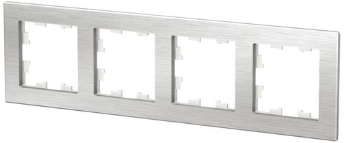 Рамка 4 поста Schneider Electric Atlas Design серебристый, крупный план