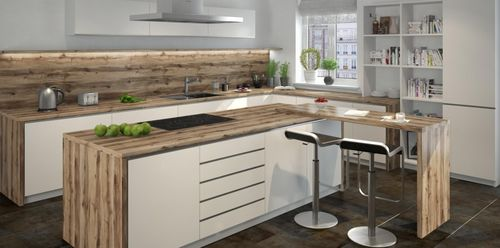 Столешница Кедр из ДСП 305х60х3,8 см, береза сандал, детальное фото