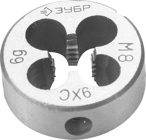 Плашка, сталь 9ХС, круглая ручная ЗУБР М8x1.25 мм, фотография