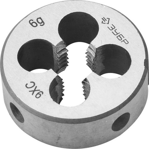 ЗУБР М10x1.5мм, плашка, сталь 9ХС, круглая ручная, картинка