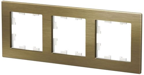 Рамка 3 поста Schneider Electric Atlas Design латунь, изображение