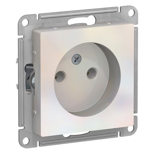 Розетка электрическая 1 пост Systeme Electric Atlas Design жемчуг, крупный план
