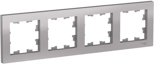 Рамка 4 поста Schneider Electric Atlas Design ATN000304 алюминий, крупный план