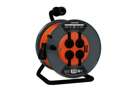 Удлинитель на катушке TOKOV ELECTRIC 20 м с заземлением ПВС 3х2.5, картинка