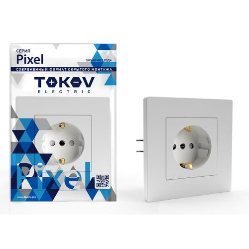Розетка электрическая TOKOV ELECTRIC PIXEL 1791366 белый, изображение