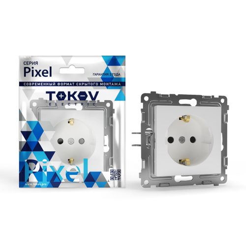 Розетка электрическая TOKOV ELECTRIC PIXEL 1791367 белый, детальное фото