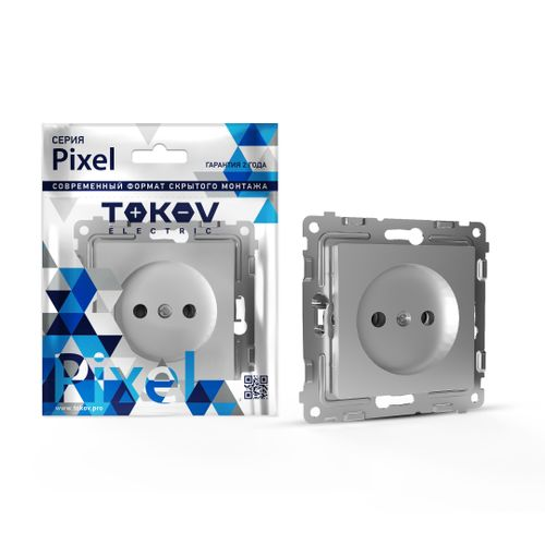 Розетка электрическая TOKOV ELECTRIC PIXEL 1792266 алюминий, крупный план