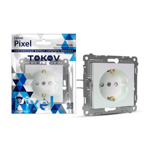 Розетка электрическая TOKOV ELECTRIC PIXEL 1792298 перламутр, картинка