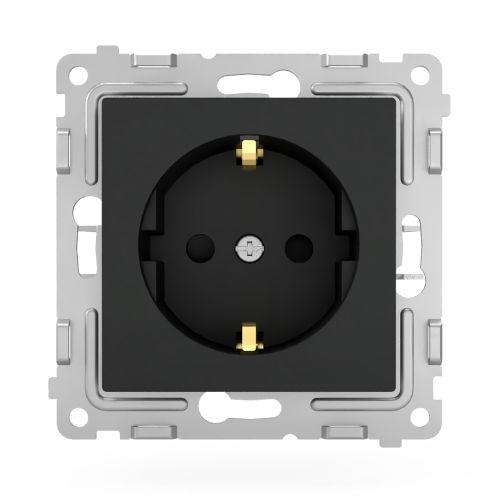 Розетка электрическая TOKOV ELECTRIC PIXEL 1792327 карбон, крупный план