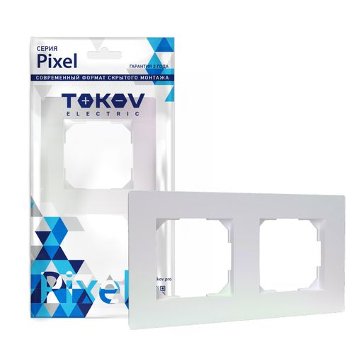 Рамка 2 поста TOKOV ELECTRIC PIXEL перламутр, детальное фото