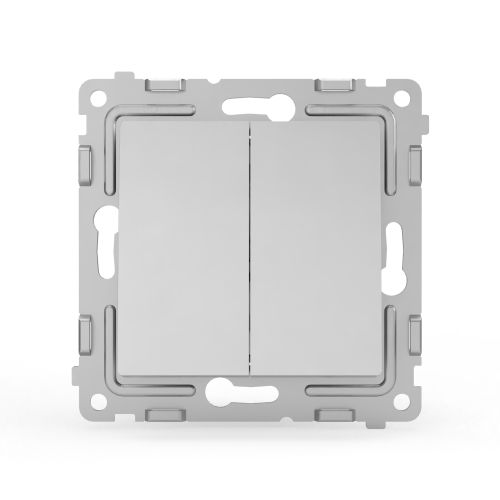 Переключатель 2-клавишный TOKOV ELECTRIC PIXEL 1792263 алюминий, изображение