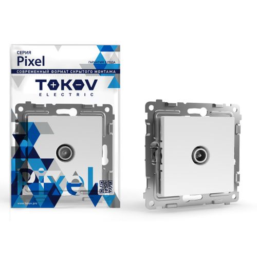 Розетка TV 1 пост TOKOV ELECTRIC PIXEL белый, фотография