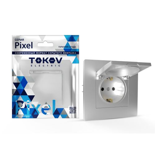 Розетка электрическая TOKOV ELECTRIC PIXEL 1792270 алюминий, картинка