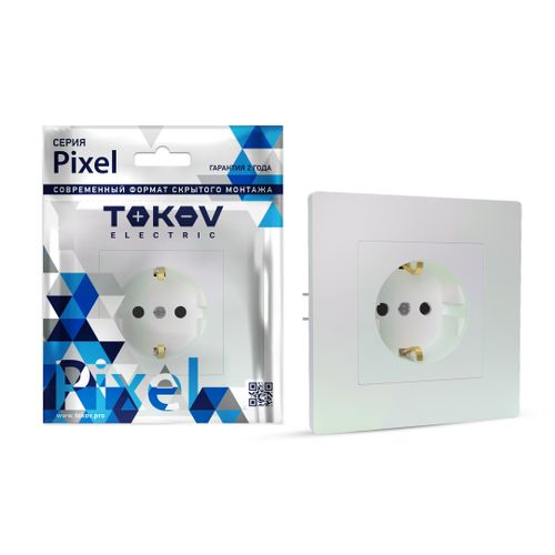 Розетка электрическая TOKOV ELECTRIC PIXEL 1792297 перламутр, фотография