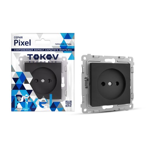 Розетка электрическая TOKOV ELECTRIC PIXEL 1792324 карбон, изображение