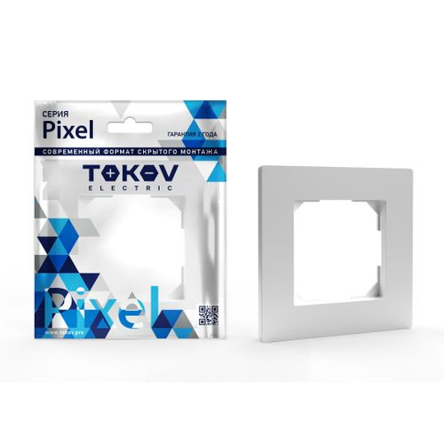 Рамка 1 пост TOKOV ELECTRIC PIXEL белый, детальное фото