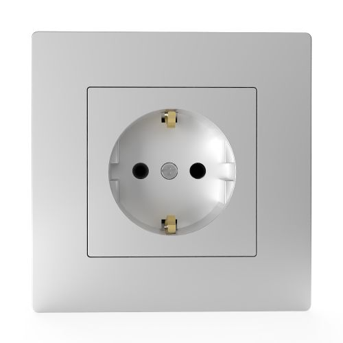 Розетка электрическая TOKOV ELECTRIC PIXEL 1792268 алюминий, крупный план