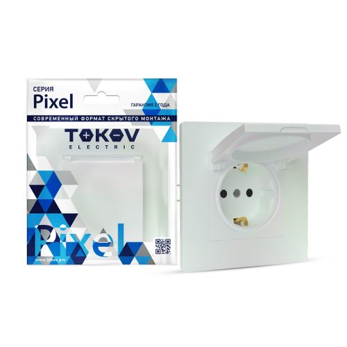 Розетка электрическая 1 пост TOKOV ELECTRIC PIXEL перламутр, фото