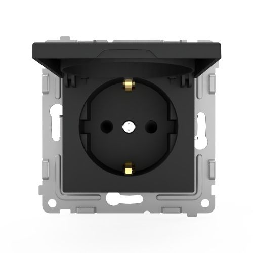 Розетка электрическая 1 пост TOKOV ELECTRIC PIXEL карбон, фото